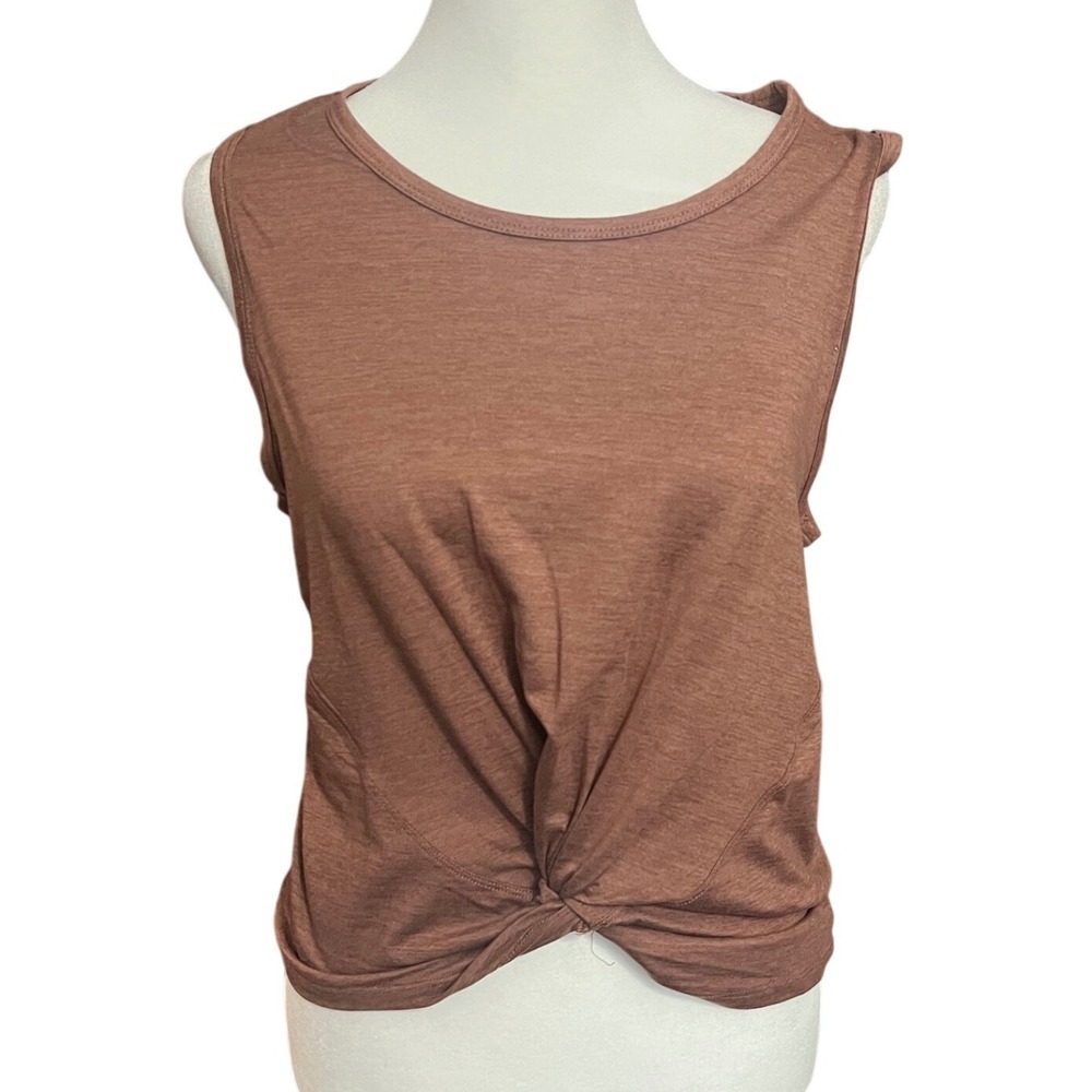 90 Degree by Reflex Womens Medium Mauve Brown Twist Front Muscle Tank Top